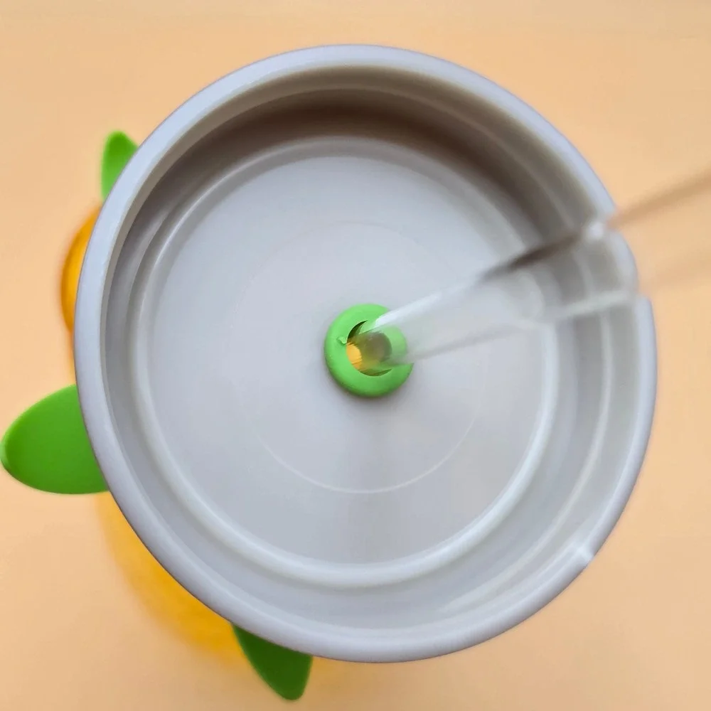 Pineapple Shaped Tumbler Yellow Plastic Mason‎ Jar Cup with Straw & Green Leaves